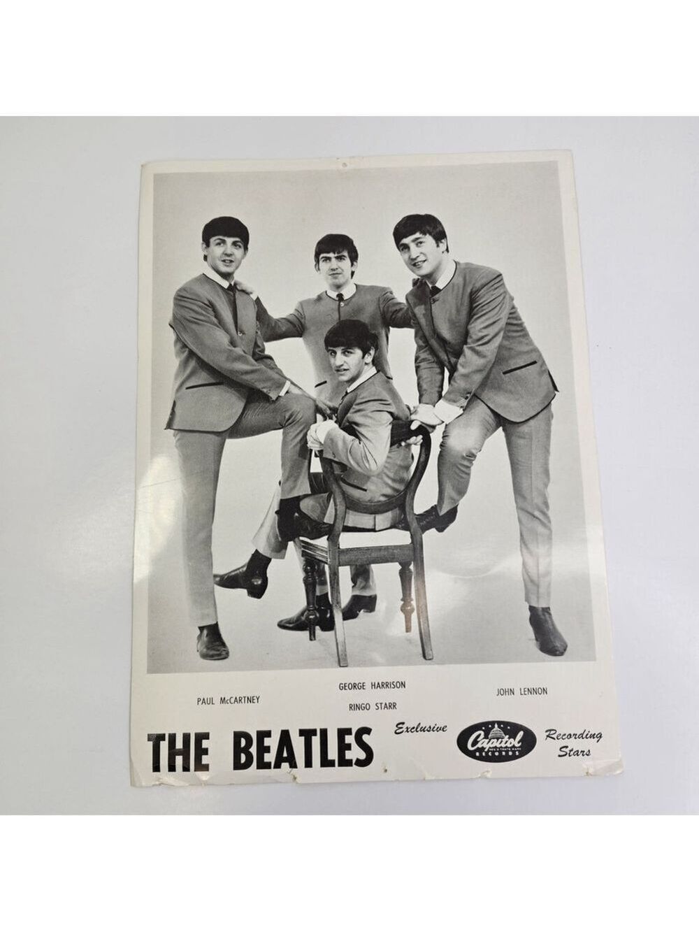 Original 1963-64 The Beatles Photo Capital Records 11" X 8" McCartney Lennon